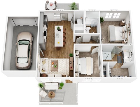 2 Bedroom Floor Plan at Allier Gulf Shores, Gulf Shores, 36542